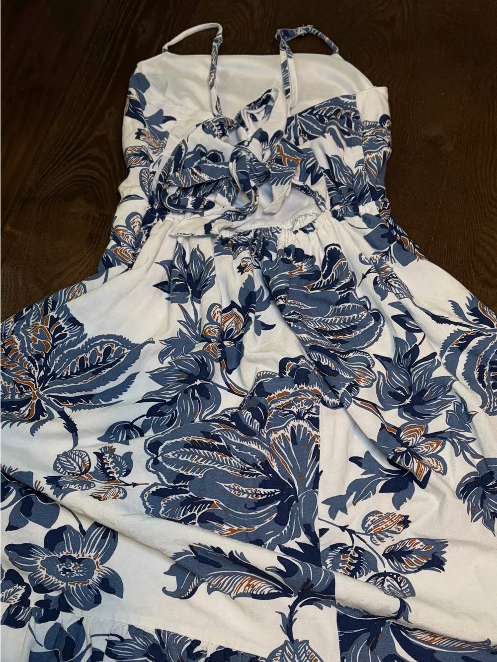 Japna White Sundress with Navy Floral Print